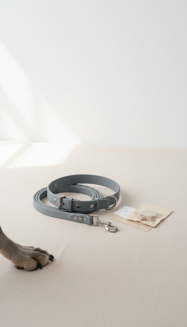 Slate mist leash and collar set