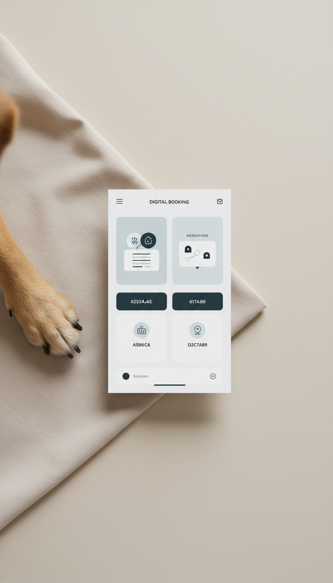 Digital booking app interface print card