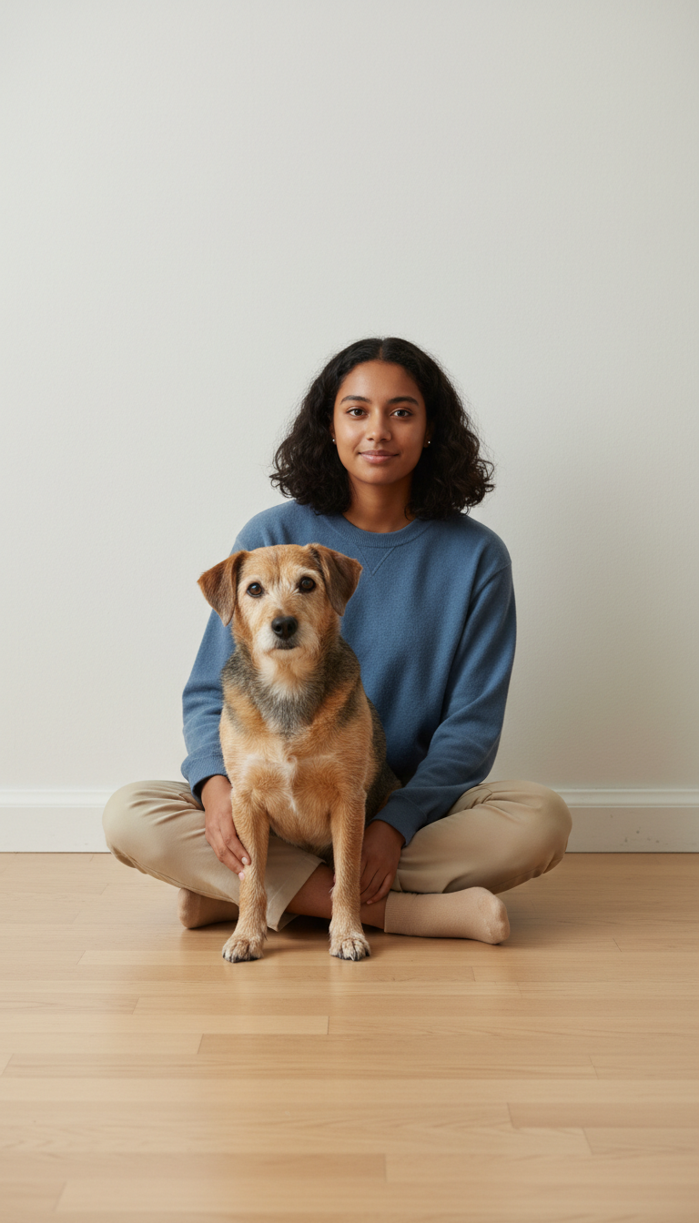 Student Sitter with Senior Mixed-Breed Dog
